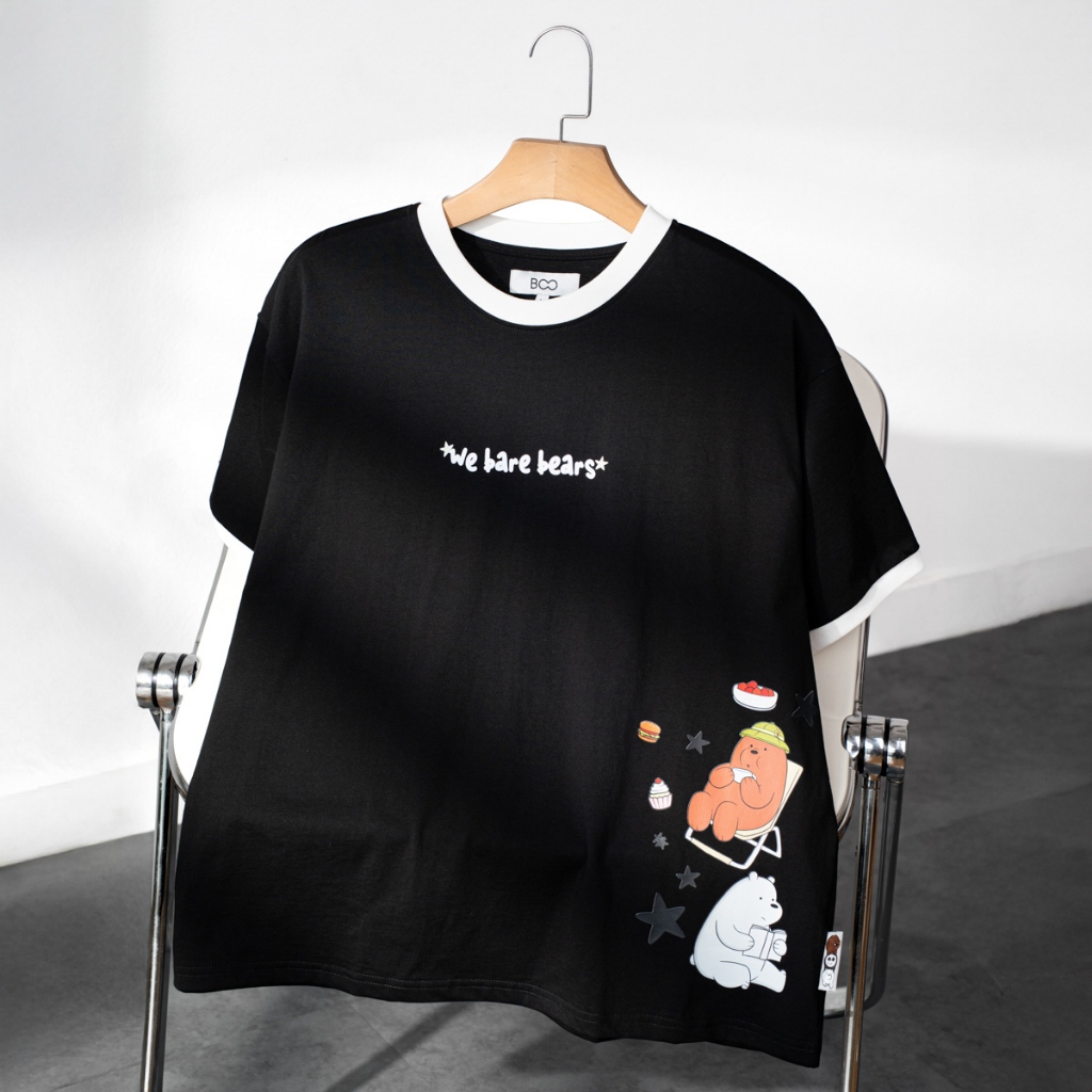 [BST We Bare Bear] Áo Thun BOO Unisex Form Boxy In Họa Tiết Gấu Ngộ Nghĩnh Đáng Yêu, Chất Liệu Thoáng Mát