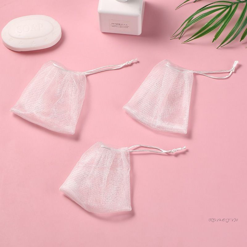 🌤️COD🌤️Túi Lưới Tạo Bọt Xà Phòng - Bao Lưới Đựng Xà Bông Tiện Lợi - 2 Lớp Có Dây Rút