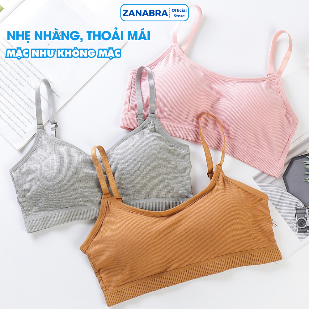 Combo 4 Áo Bra Học Sinh Cài Sau Kèm Mút Đệm Chất Cotton Mềm Mịn Thấm Hút Mồ Hôi ZANABRA B727