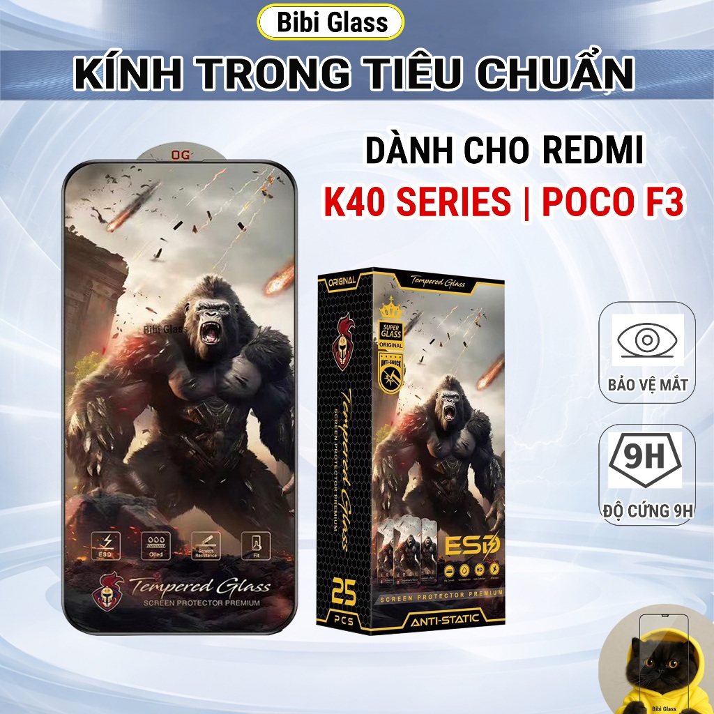 Kính cường lực Redmi K40 Gaming, K40S, K40 Pro cao cấp full màn trong suốt bảo vệ màn hình dt bibi
