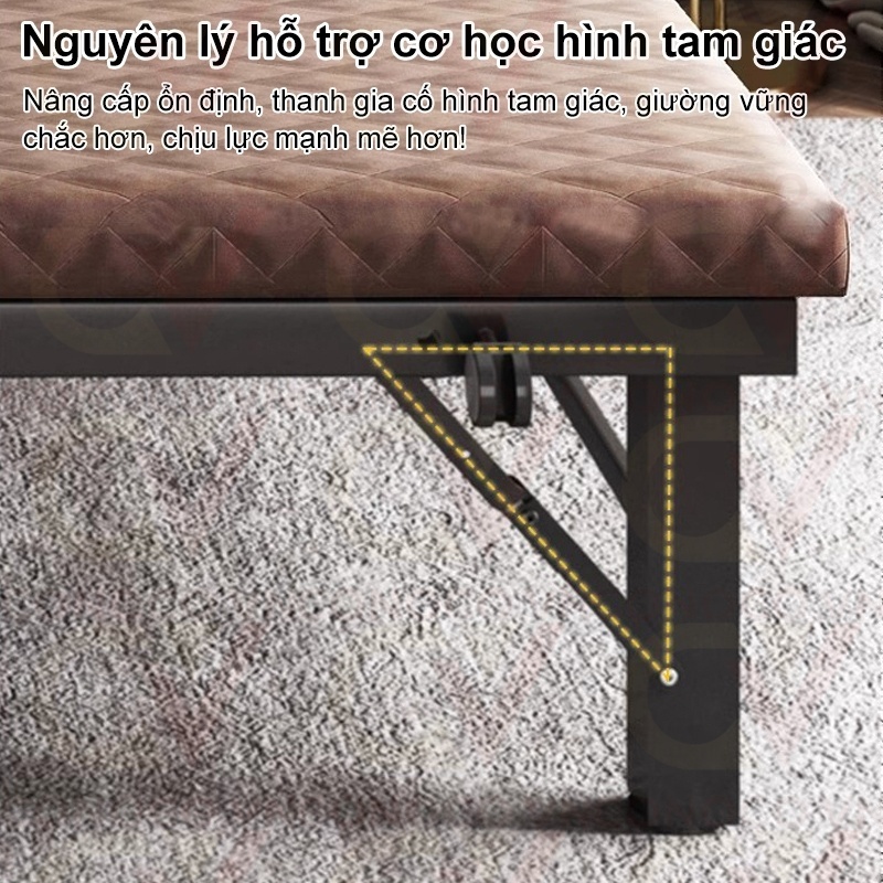 CONOCO Giường gấp văn phòng giường ghép nệm 4cm có bánh xe chịu tải 250kg