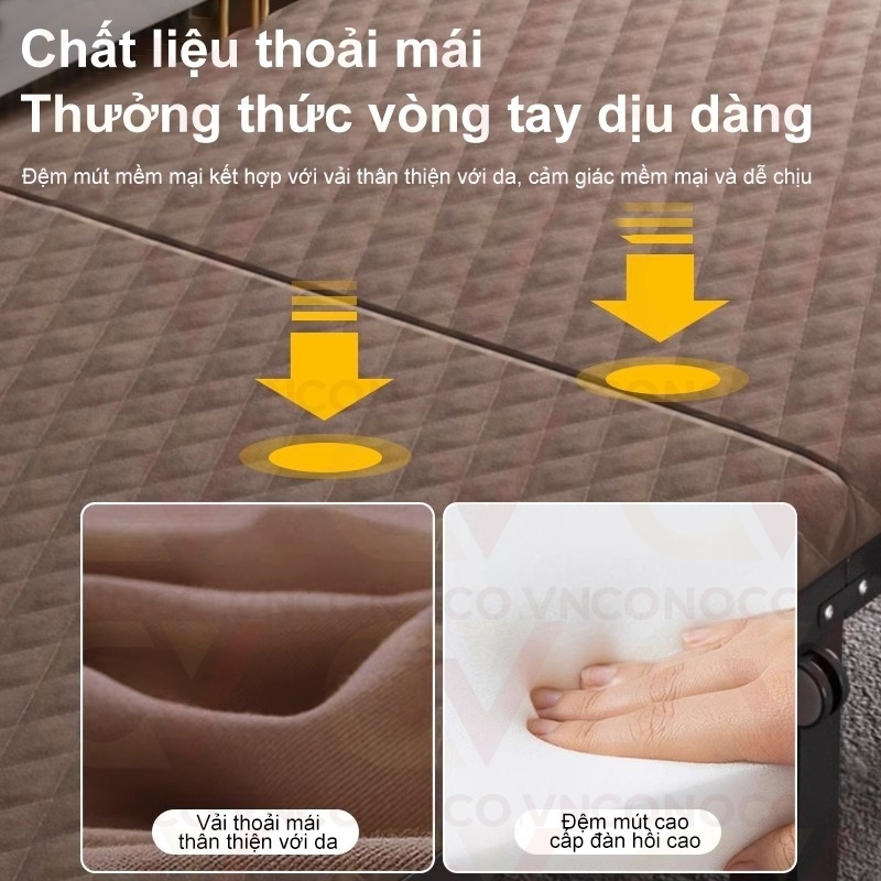 CONOCO Giường gấp văn phòng giường ghép nệm 4cm có bánh xe chịu tải 250kg