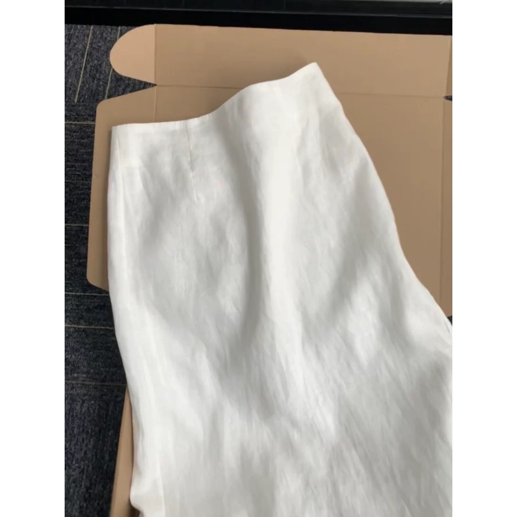 𝗢𝗿𝗶𝗼𝗻 -  Chân váy linen 2 lớp xẻ sau