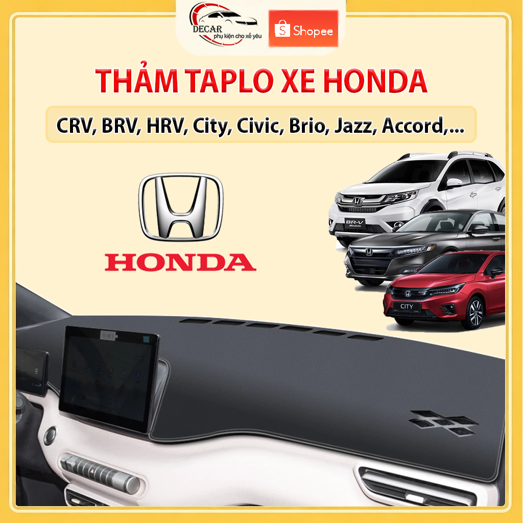 Thảm Taplo Ô Tô Da Cacbon, Nhung Lông Cừu Cao Cấp Xe Honda CRV, BRV, HRV, City, Civic, Brio, Jazz, Accord,...