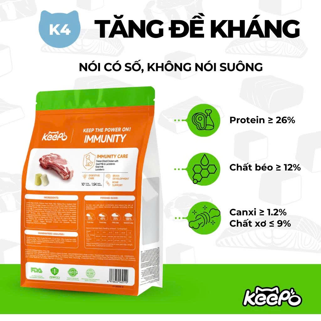 Thức ăn cho chó Keepo K3/K4 1KG Chăm sóc răng miệng, Omega 3 cho Da & Lông, Phát triển não & xương
