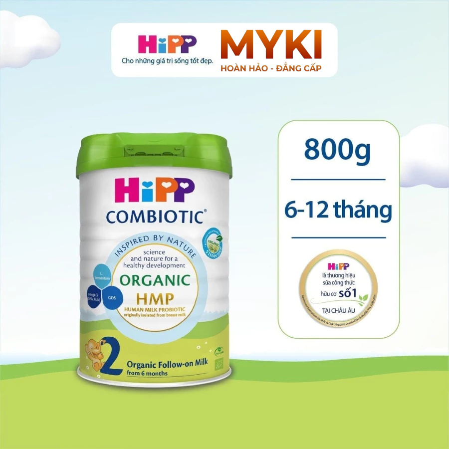 Sữa HiPP 02 Organic 800g - Sữa Công thức Cho Bé, Sữa Hữu cơ Nhập khẩu Đức, Combo 2-3-4 lon sữa tiết kiệm cho Mẹ và bé