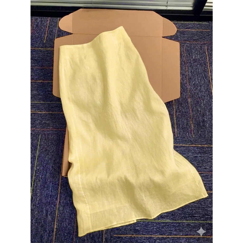 𝗢𝗿𝗶𝗼𝗻 -  Chân váy linen 2 lớp xẻ sau