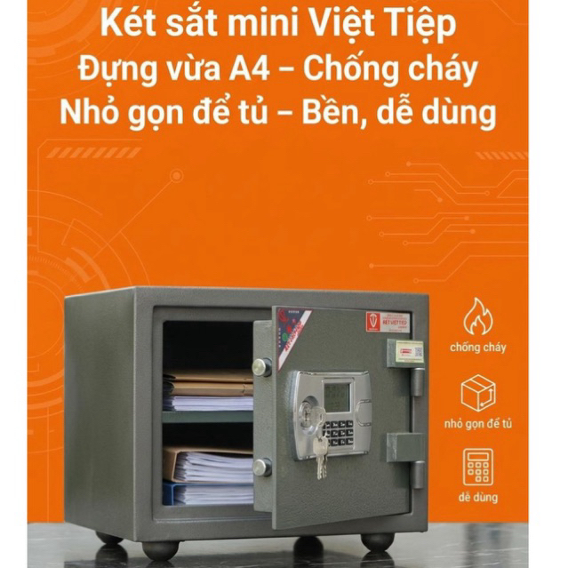 Két Sắt Mini Việt Tiệp KVT28 Khóa Điện Tử Ẩn Mã Báo Động Chống Trộm