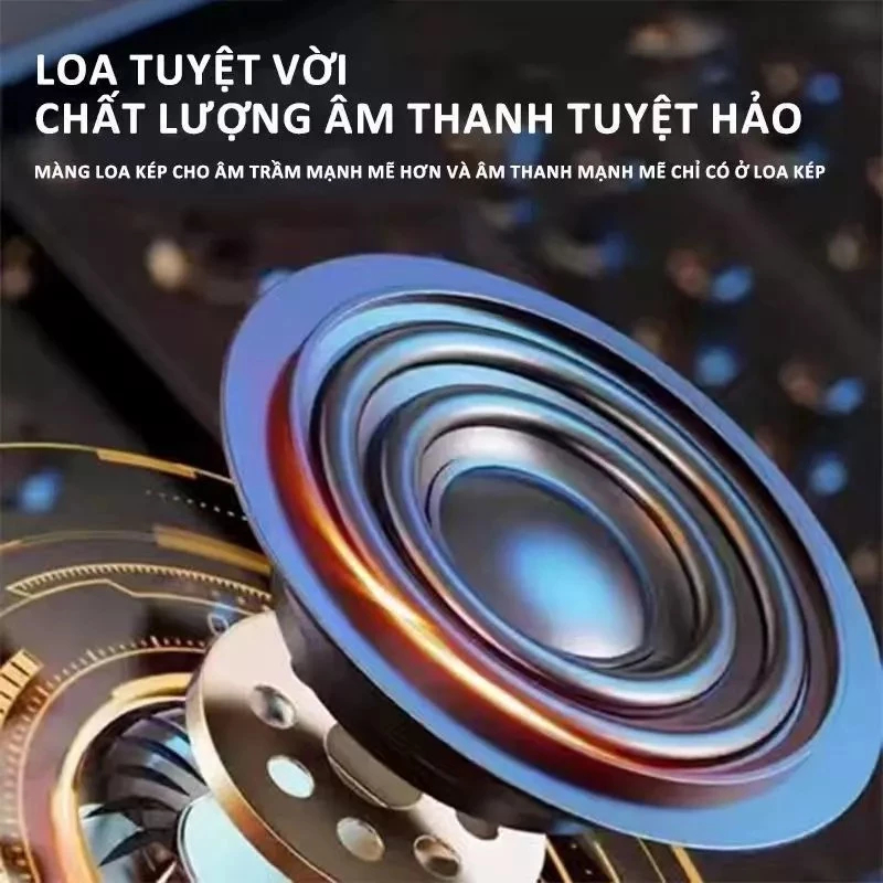 Loa Bluetooth mini YS-203 hát karaoke tại nhà, trang bị 2 micro không dây có chức năng thay đổi giọng nói. Tiệc gia đình