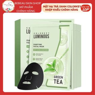 Mặt Nạ Trà Xanh COLORKEY LUMINOUS BHA Hỗ Trợ Giảm Dầu Mụn 1 Hộp 10 Miếng 25ml/miếng