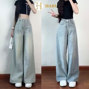 Quần jeans Hari ống rộng suông màu Wash Retro