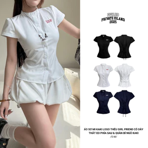 Áo Sơ Mi thêu logo GIRLFRIEND có thắt eo FFCLUB