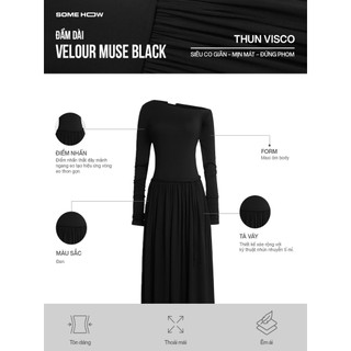 [NEW4] Đầm Dài Velour Muse Black, Chất Vải Thun Visco Thoải Mái, WDD095, SOME HOW STORE