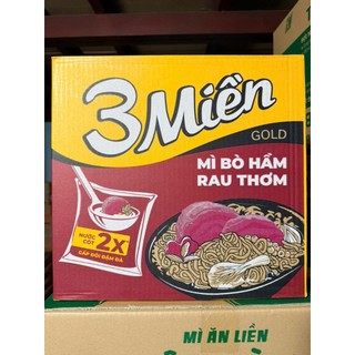 Thùng 30 Gói Mì 3 Miền Gold Vị Bò Hầm Rau Thương 75gram