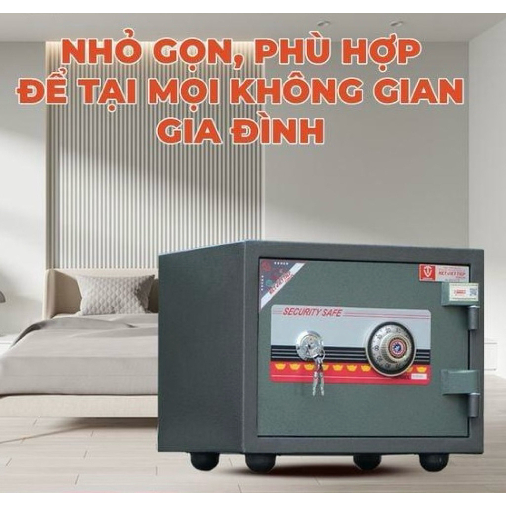 Két Sắt Việt Tiệp K29N Công Đức Khóa Cơ Khoét Nóc Có Khe Thả Tiền Chuẩn Phong Thủy 35kg (bảo hành 5 năm)