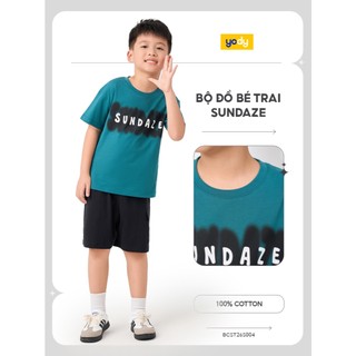 Bộ đồ bé trai form ovesized in tràn ngực YODY mềm mại, thoáng mát và thấm hút tốt BCST26S004