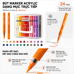 Bộ bút lông acrylic Deli 24/48/60 màu, bút lông acrylic, bút marker Deli, bút lông đầu cọ - TẠP HÓA KR