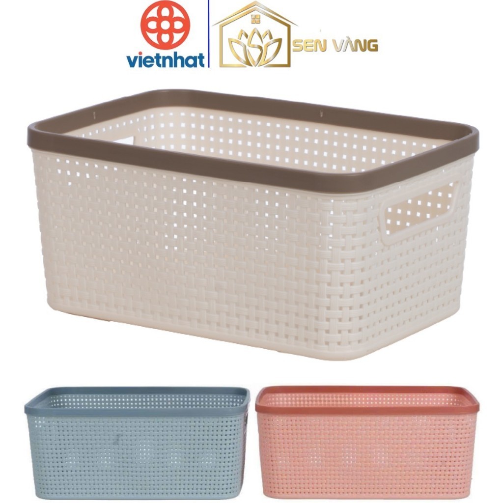 Rổ viền mây HOKORI nhựa VIỆT NHẬT cao cấp - Đan mây tre, đựng đồ, quần áo AMIZIN, bánh kẹo - 3517/8/9/20 AMIZIN