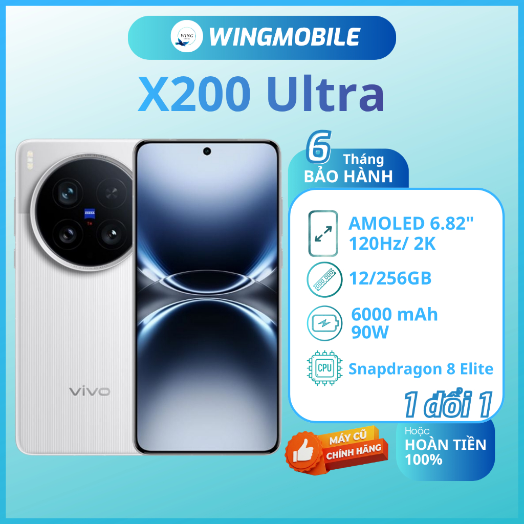 Vivo X200Ultra chip Snap 8 Elite, hàng Fullbox, bảo hành 1 đổi 1 - Wingmobile