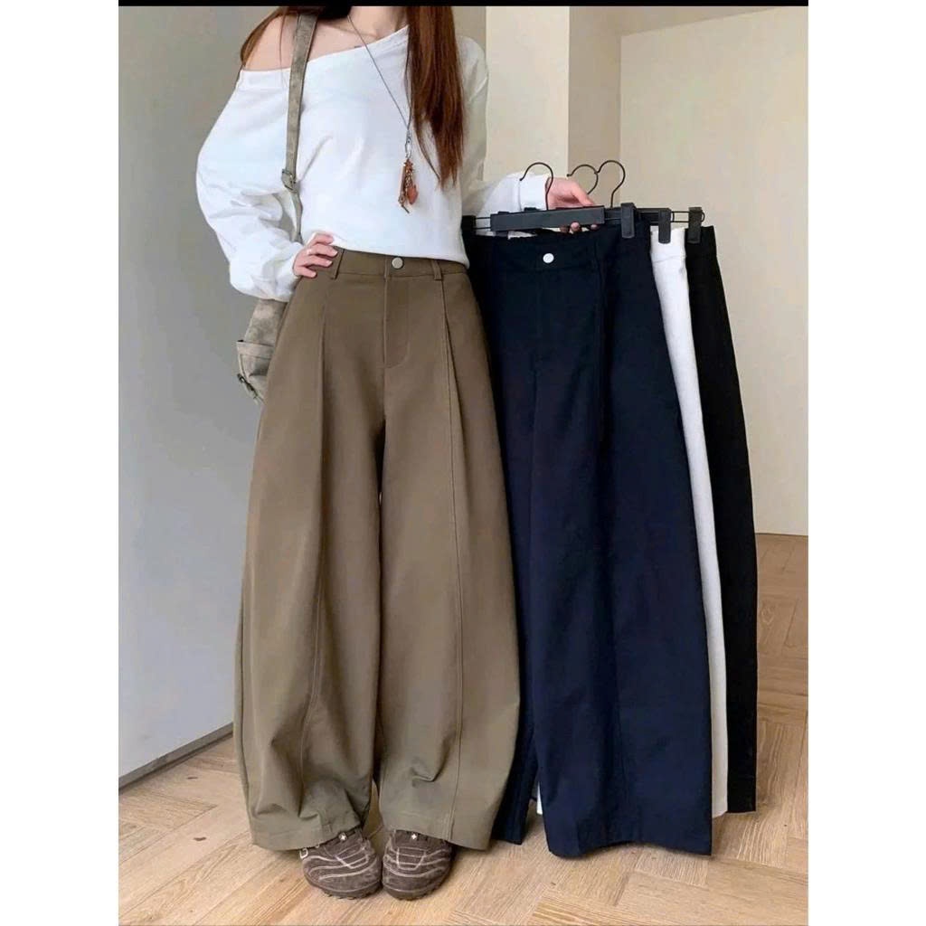 Quần Ống Rộng Kaki Nhật, Quần Kaki Có Khoá Kéo Nửa Lưng Chun Phong Cách Hàn Quốc ModernGirl | BigBuy360 - bigbuy360.vn