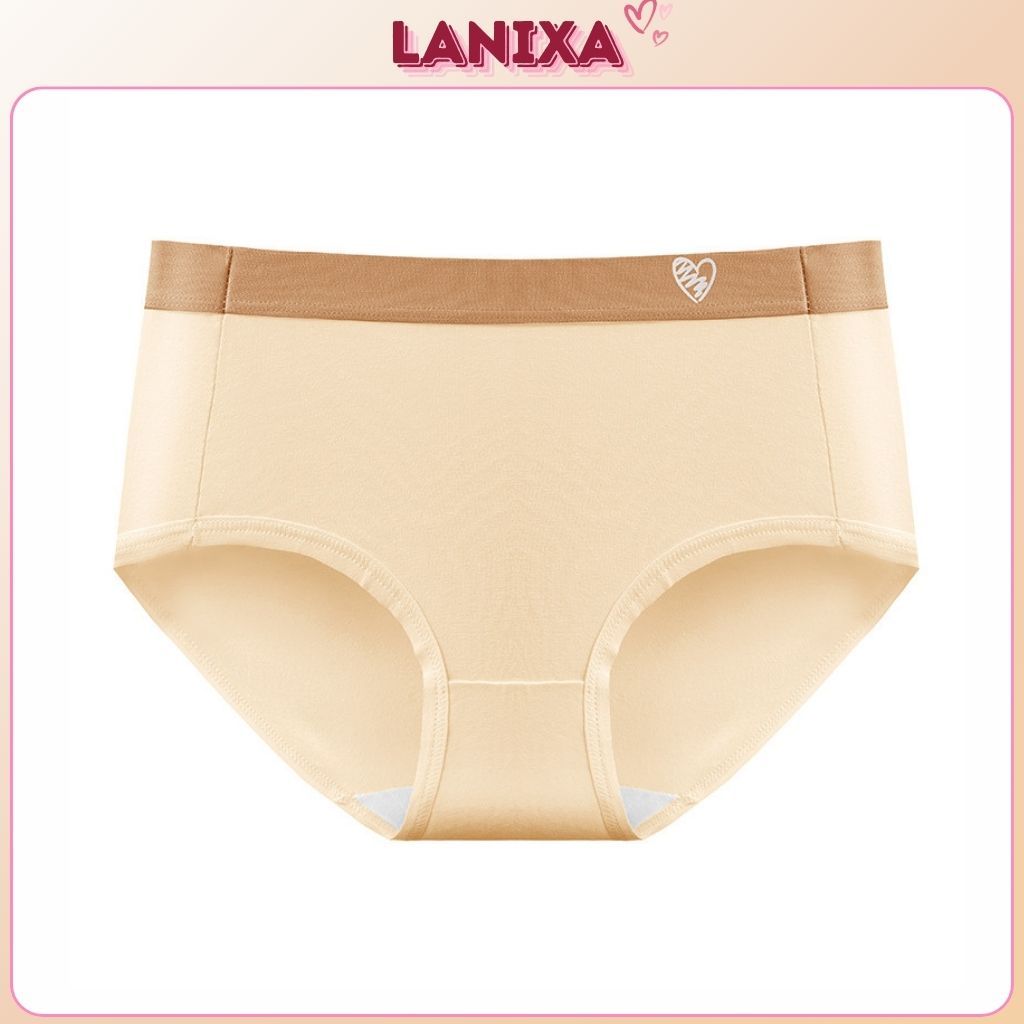 Quần lót nữ cotton cao cấp - Quần chip nữ cạp vừa đáy may hai lớp rộng dài kháng khuẩn LANIXA L183
