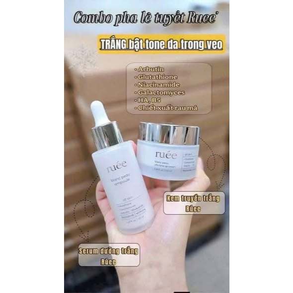 ( Hàng công ty đủ tem )Bộ Kem Ngày Nâng Tông Và Serum Dưỡng Trắng Da RUÉE 50ml-Thylee