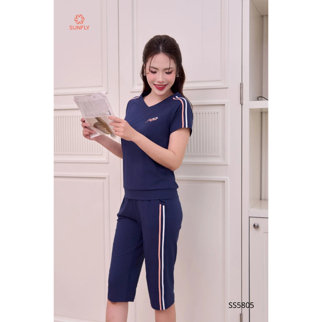 SS5805 Bộ thể thao nữ cotton compact áo cộc quần ngố