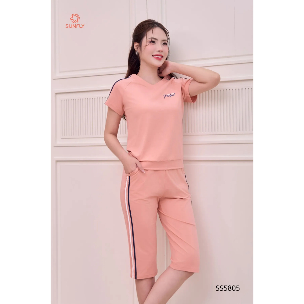 SS5805 Bộ thể thao nữ cotton compact áo cộc quần ngố