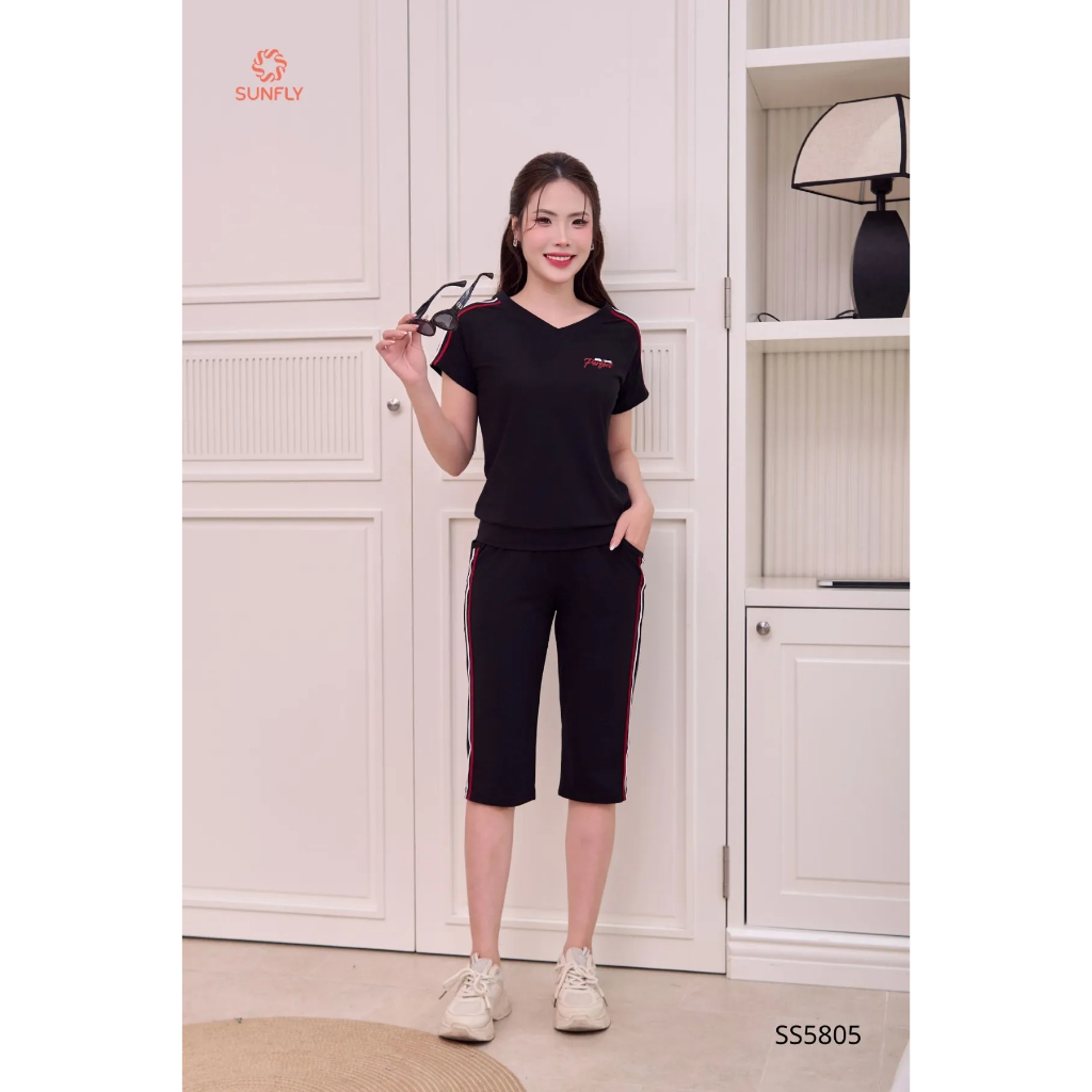SS5805 Bộ thể thao nữ cotton compact áo cộc quần ngố