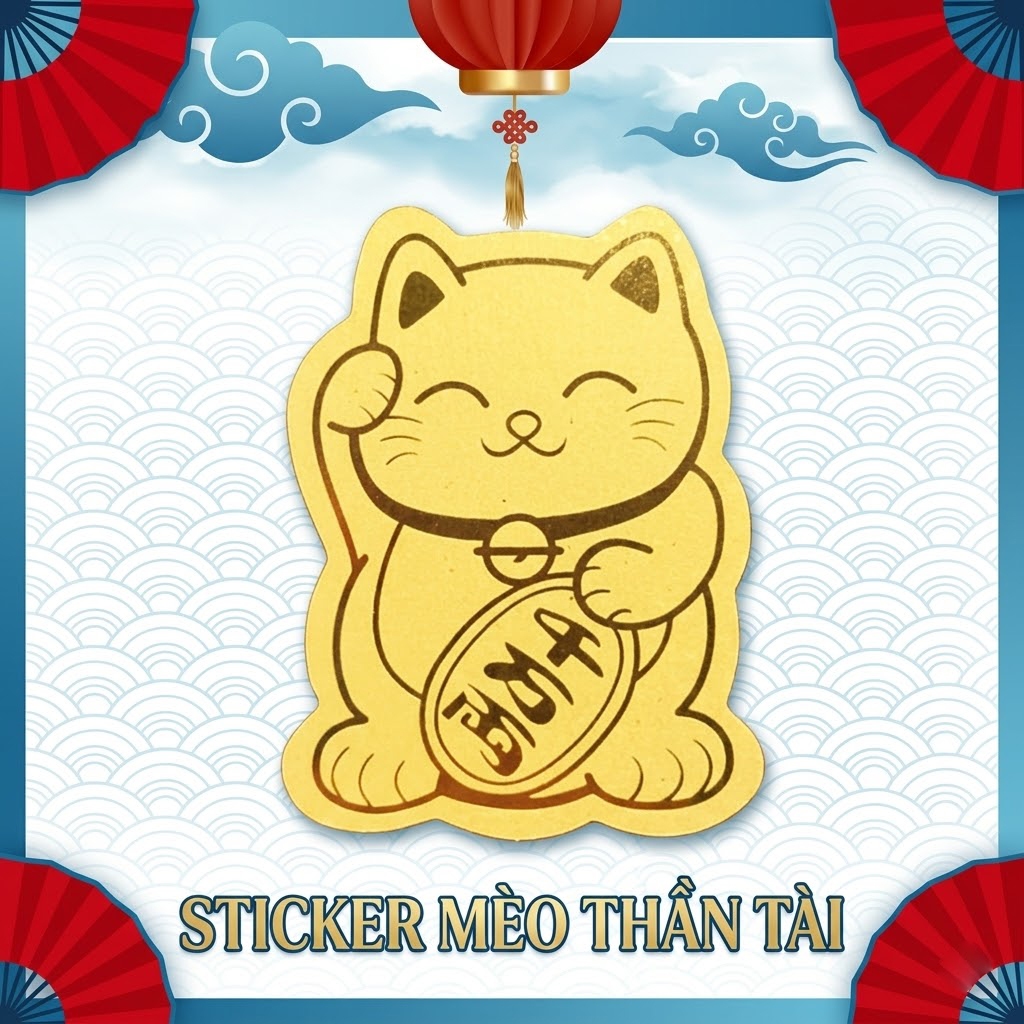 Sticker Mèo Thần Tài - Sticker Nổi Dán Ốp Điện Thoại Hình Dán Sticker ...