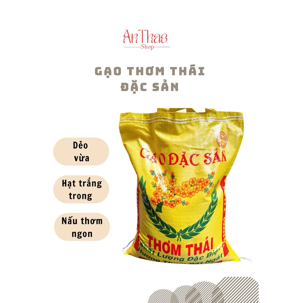 (10kg) Gạo Thơm Thái Dẻo Mềm - Thơm Nhẹ,Hạt Gạo Trắng Trong