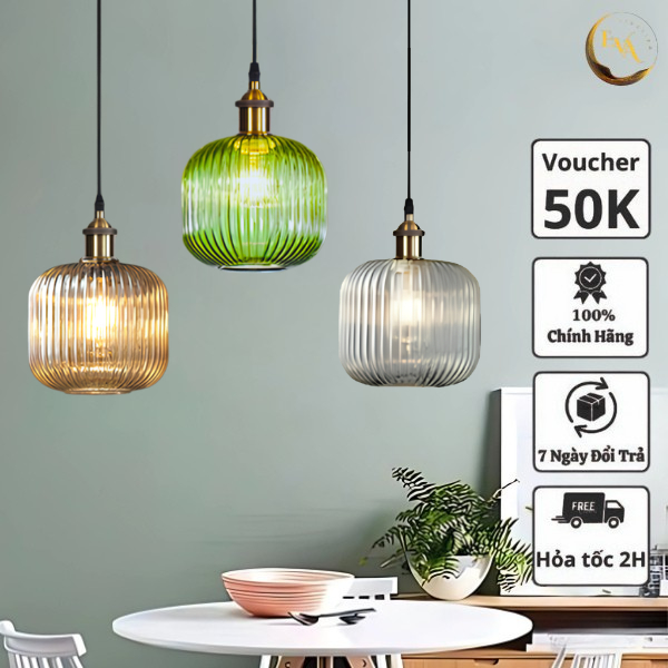 Đèn thả thủy tinh EVA AP177 thả bàn ăn hiện đại đui nấm bóng E27 D200mm bảo hành 12 tháng