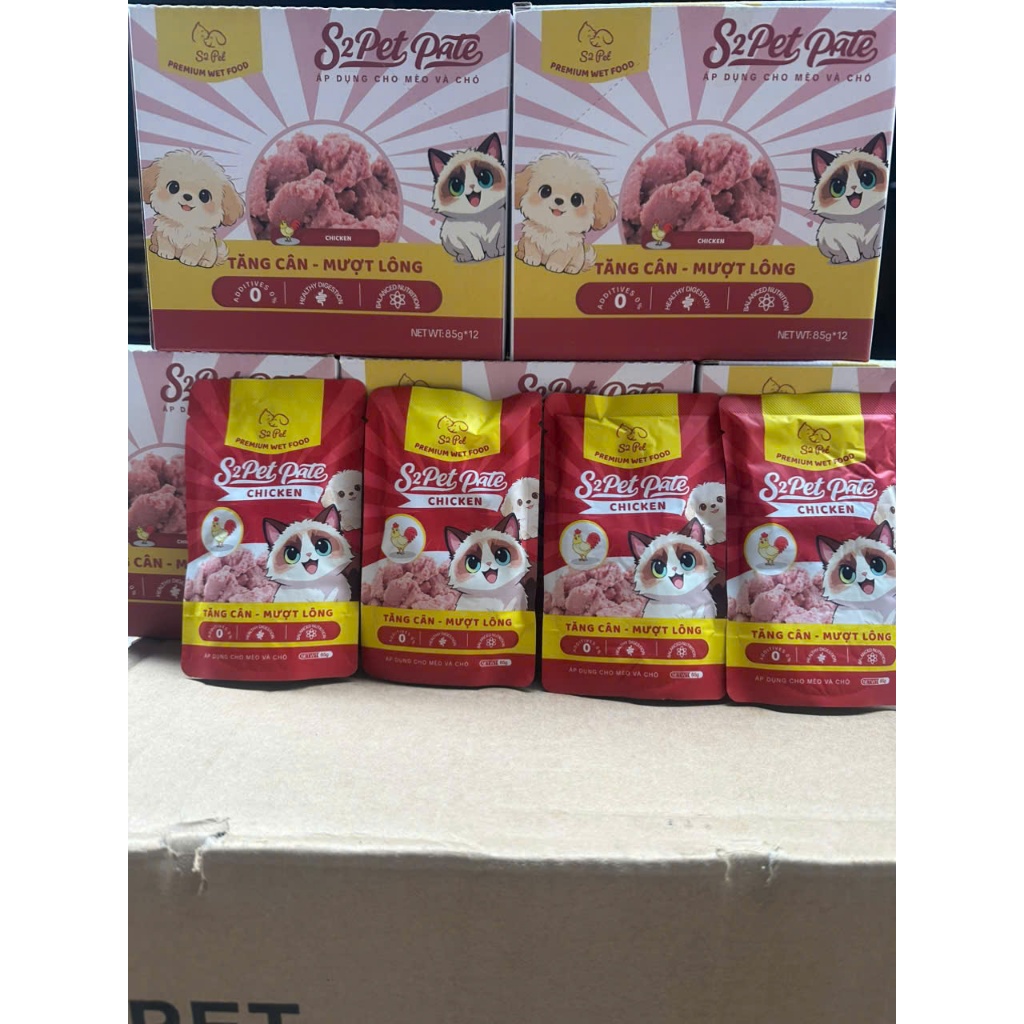 Pate S2PET dành cho chó và mèo 85g bổ sung nước tự nhiên, kết cấu mềm mịn, dễ ăn, dễ tiêu hóa