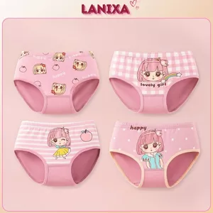 COMBO 4 Quần chip bé gái cotton cao cấp co dãn Set 4 Quần lót bé gái họa tiết xinh xắn đáng yêu 7002
