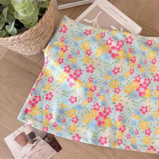 (HAVANA) Chân váy hoa LOTUS chữ A đi biển có lót quần phối dây khóa chìm CV507
