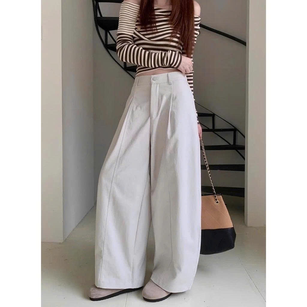 Quần Ống Rộng Kaki Nhật, Quần Kaki Có Khoá Kéo Nửa Lưng Chun Phong Cách Hàn Quốc ModernGirl | BigBuy360 - bigbuy360.vn