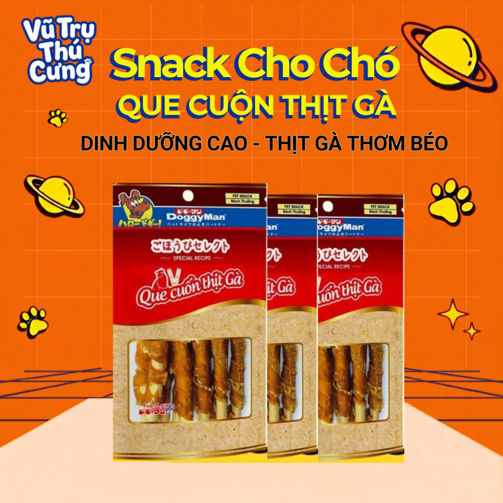 Snack Cho Chó Dạng Que Cuộn Thịt Gà DoggyMan