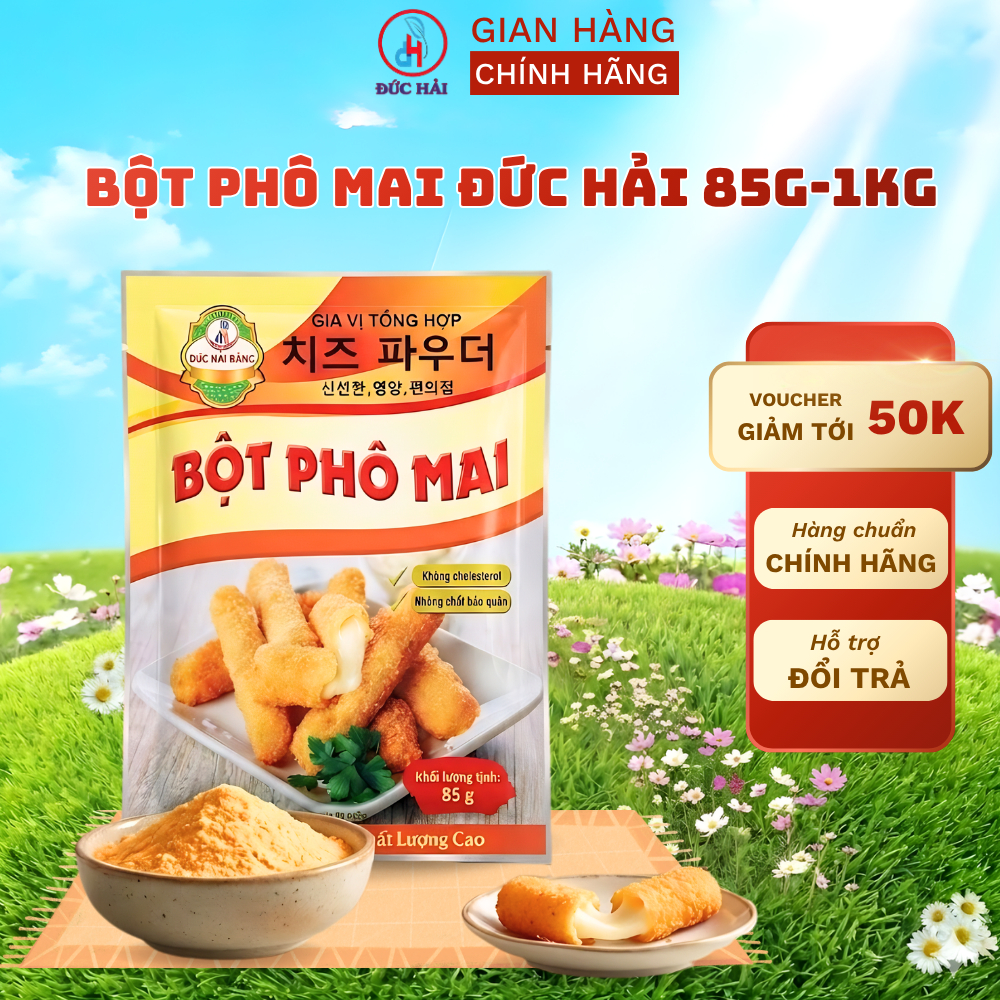 Bột Phô Mai Đức Hải 85g-1kg chuẩn vị Hàn Quốc dùng lắc khoai tây, gà rán - Đức Hải Food
