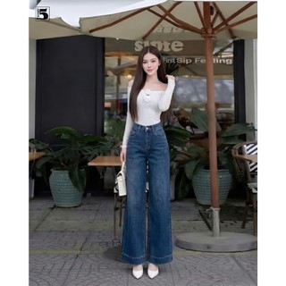 Quần Jeans Ống Rộng Twentyfive Cạp Cao Tôn Dáng, Quần Bò Nữ Thiết Kế Basic Phù Hợp Đi Làm, Đi Chơi 7047