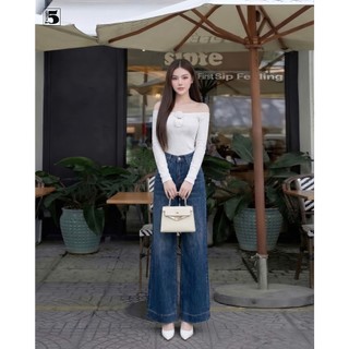 Quần Jeans Ống Rộng Twentyfive Cạp Cao Tôn Dáng, Quần Bò Nữ Thiết Kế Basic Phù Hợp Đi Làm, Đi Chơi 7047