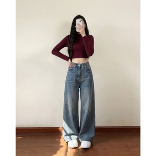 Quần Jean Cạp Cao Ống Suông Túi Xéo Cá Tính TwentyFive Fashion – 5502