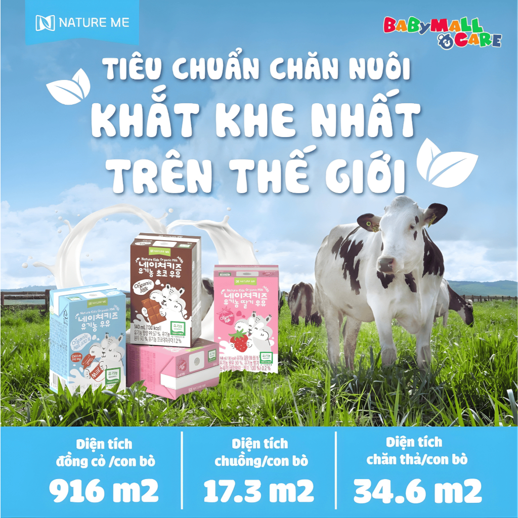 Thùng Sữa Tươi Hữu Cơ Nature Me Kids Organic Milk – 100% Sữa Hữu Cơ – Hộp 140ml – Cho Bé Từ 1 Tuổi