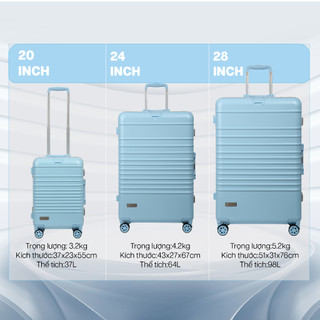 Combo 2 Vali Khoá Khung MIAvn Larita HILARY Size 20/24/28 - Nhựa PC/ABS Bền Bỉ Cao Cấp, Khoá Khung Bảo Tuyệt Đối