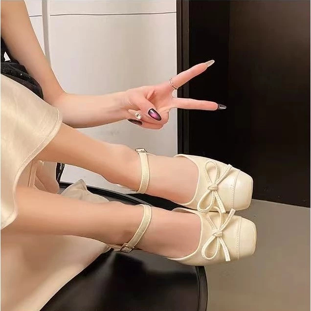 Giày Búp Bê Nữ Khoá Cài Đính Nơ Kire Phối Màu Xinh Xắn Hot Trend 2026 | Tiệm giày Quỳnh Anh | Giày Nữ Êm Chân Đi Học
