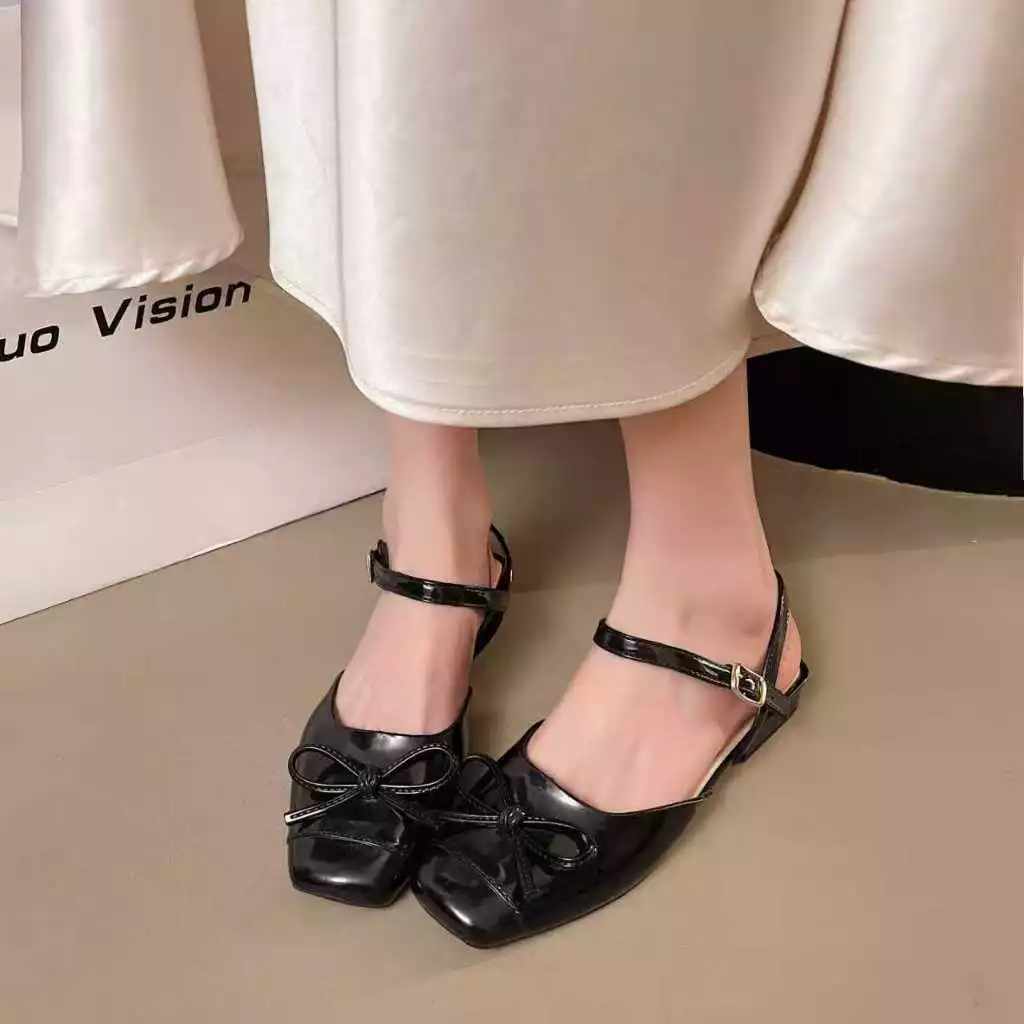 Giày Búp Bê Nữ Khoá Cài Đính Nơ Kire Phối Màu Xinh Xắn Hot Trend 2026 | Tiệm giày Quỳnh Anh | Giày Nữ Êm Chân Đi Học