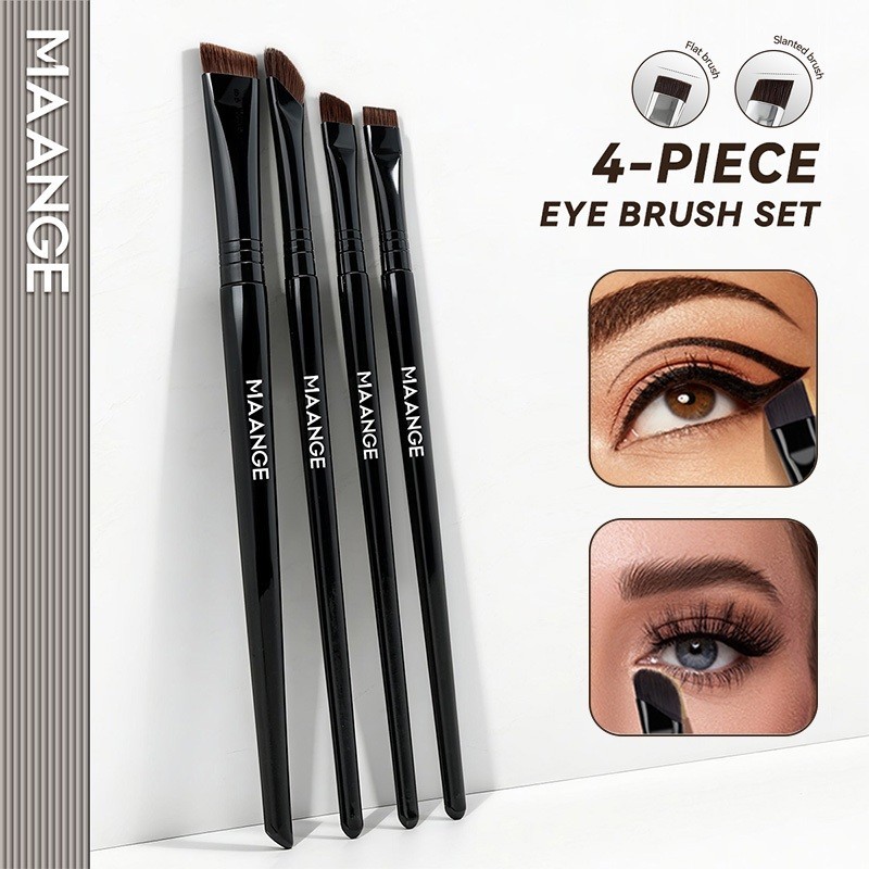 MAANGE Bộ 4 cọ trang điểm mắt chuyên nghiệp cọ kẻ mày góc cạnh bền bỉ, cọ kẻ mắt 52047