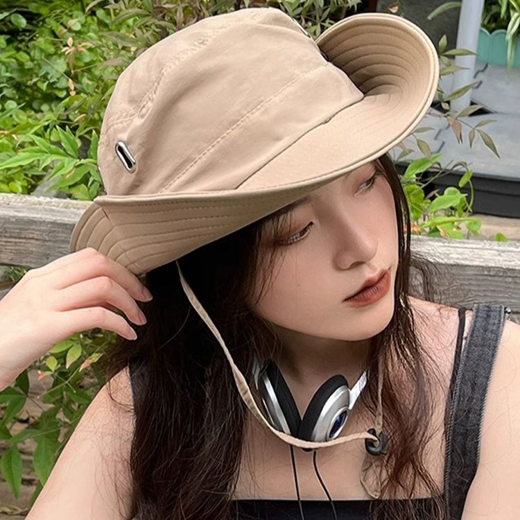 Mũ cao bồi nơ có dây rút, nón tai bèo đi biển chất vải KAKI cao cấp thoáng mát phong cách Hàn Quốc siêu xinh