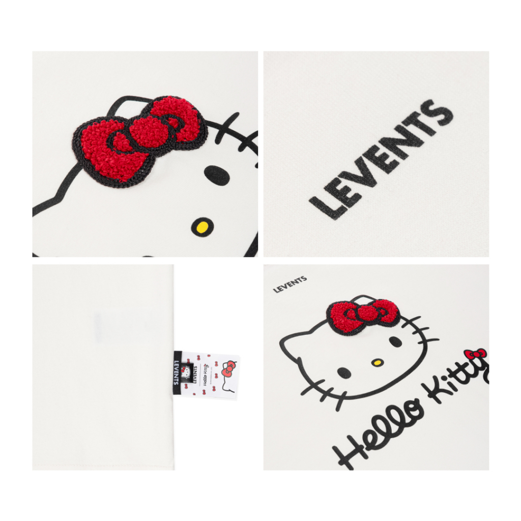 Levents® x Hello Kitty | Áo Thun Regular Icon Raglan Regular Tee/ White 100% Cotton T-shirt | BigBuy360 - bigbuy360.vn