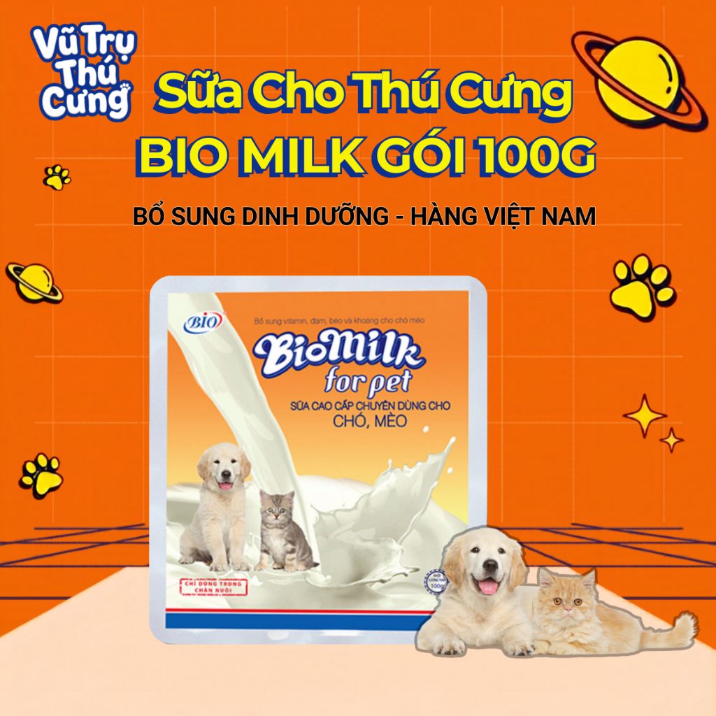 (Hoả Tốc) Sữa Bio Milk cho Chó Mèo 100g, cung cấp dinh dưỡng cho Mèo con