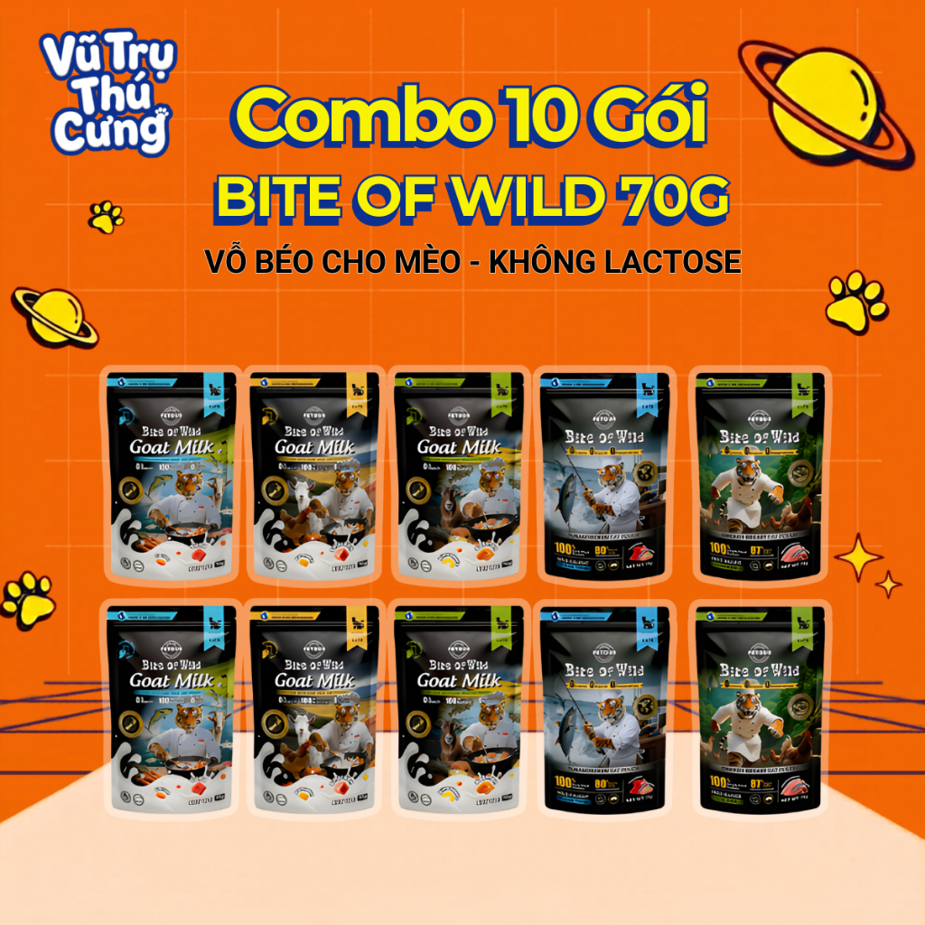 [COMBO 10 Gói] Pate Bite Of Wild Sữa Dê Cao Cấp 70g